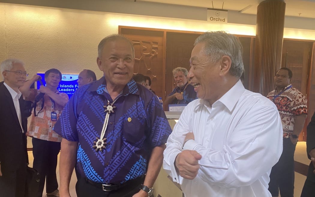 Taiwan officials with Marshall Islands President David Kabua at the Forum Leaders Special Meeting in Fiji in February 2023.