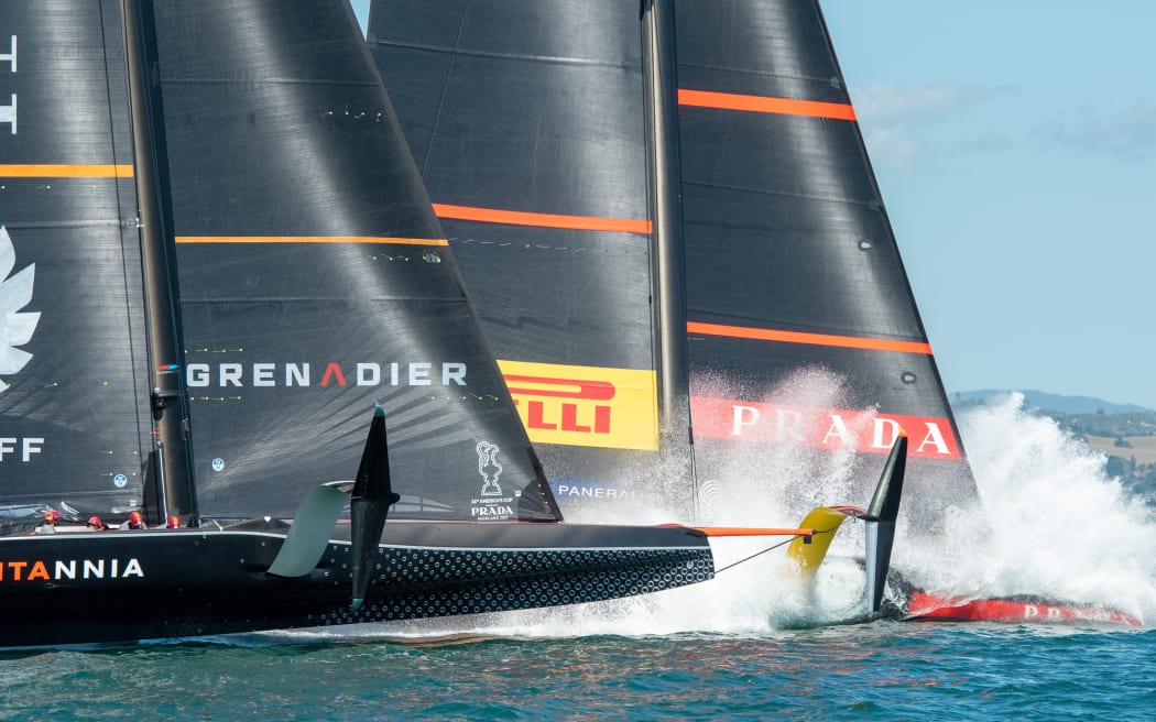 Team UK and Luna Rossa start race five of the Prada Cup finals in Auckland.