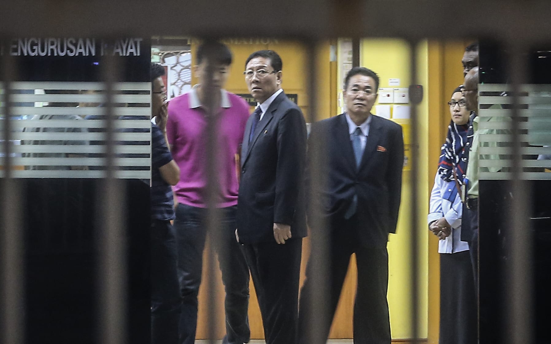 North Korean ambassador Kang Chol inside the Forensic Department of the Kuala Lumpur General Hospital, in Kuala Lumpur.