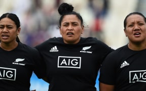 Black ferns L-R Langi Veainu, Te Kura Ngata-Aerengamate, Toka Natua. Black Ferns v New Zealand Barbarians. Trafalgar Park, Nelson, New Zealand. Saturday 21 November 2020. ©Copyright Photo: Chris Symes / www.photosport.nz