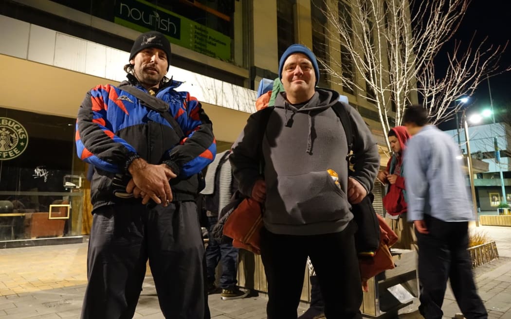 Homeless people on a Christchurch street.
