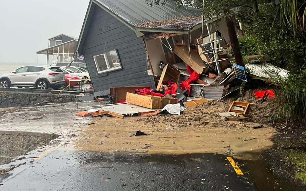 Damage to buildings at French Bay south of Titirangi