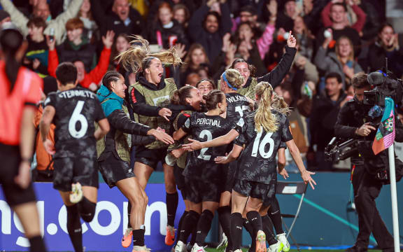 NZ's Hannah Wilkinson scores the opening goal of the tournament.