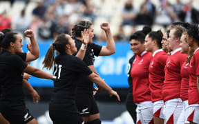 Black Ferns perform the haka ahead of their match against the New Zealand Barbarians at Trafalgar Park, Nelson, New Zealand. Saturday 21 November 2020.