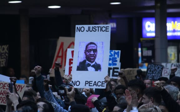 A placard at the George Floyd / Black Lives Matter Auckland march on 1 June.