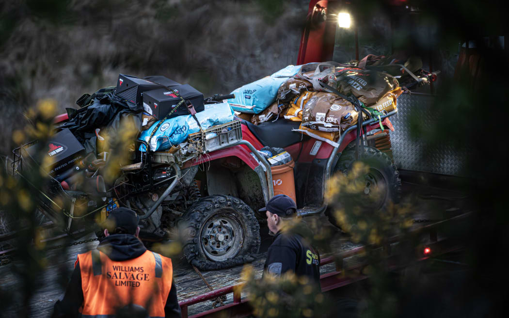 Two police vehicles and a quad bike were towed from the Te Anga Road crime scene after Tom Phillips exchanged gunfire with police early Monday morning. 09 September 2025. Photo by Hayden Woodward/New Zealand Herald via Getty Images)