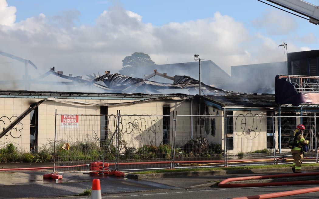 Fire broke out at long-closed student pub The Fitz, on Ferguson Street, in Palmerston North, on Thursday 30 October, 2025.