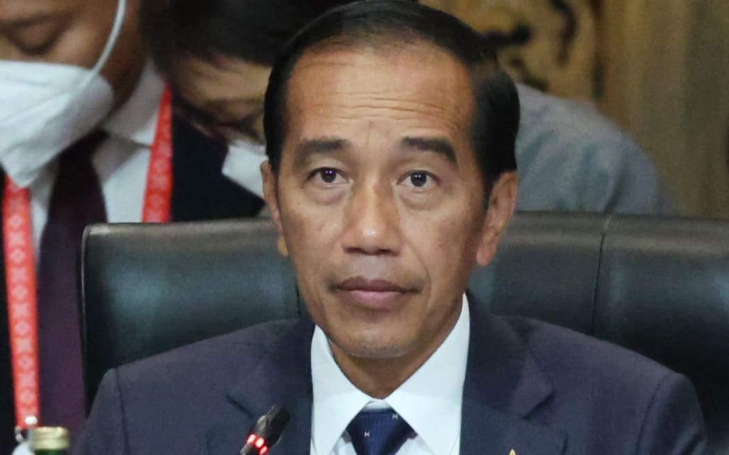 Indonesian President Joko Widodo hosts the 2022 G20 Bali summit in Nusa Dua, Bali, Indonesia on Nov. 15, 2022.  ( The Yomiuri Shimbun ) (Photo by Masanori Genko for Pool / Yomiuri / The Yomiuri Shimbun via AFP)