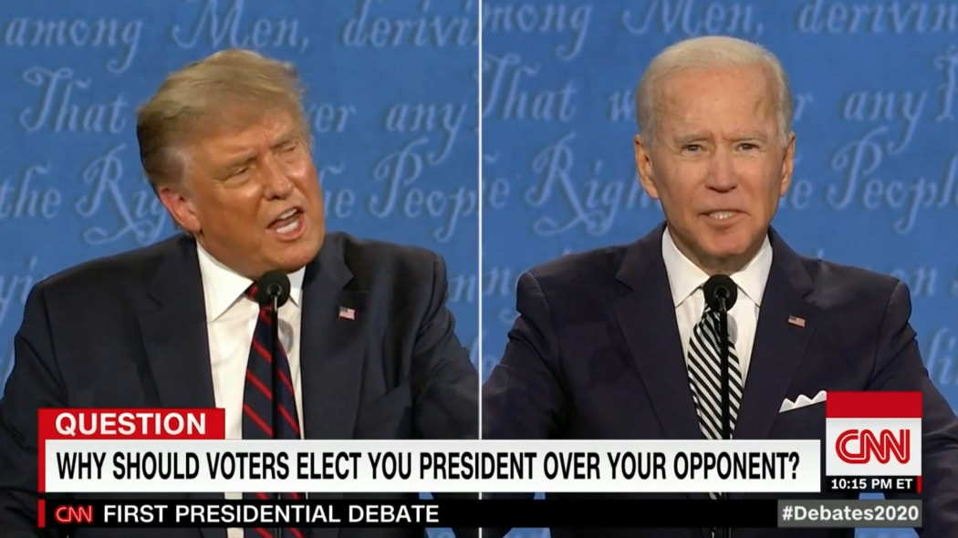 Republican nominee Donald Trump and Democratic nominee Joe Biden face off in the first general election presidential debate of 2020 on 30 September, 2020.