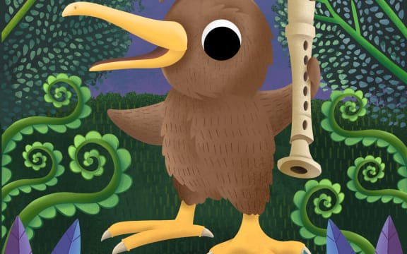 A graphic of a kiwi holding a recorder