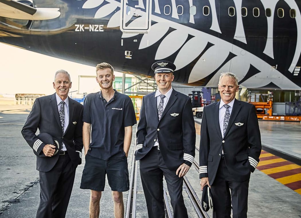 Air New Zealand Captain Philip Kirk, his son William Kirk, nephew Captain Jarrod Kirk, and brother Captain Roger Kirk.