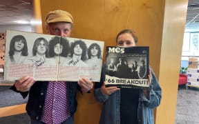 Rock and roll champion John Baker in the RNZ studio with Charlotte Ryan