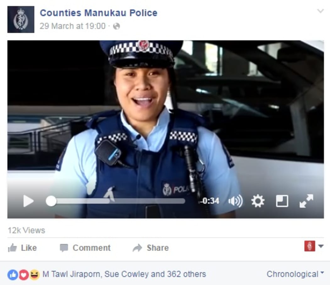 One of Counties Manukau's videos posted on Facebook.