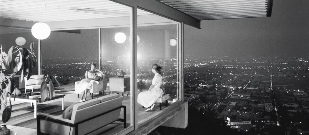 Case Study House #22 (Pierre Koenig) floats above Los Angeles in this photo by Julius Shulman taken in 1960.