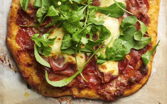 Spicy Salami, Prosciutto  and Mozzarella Pizza