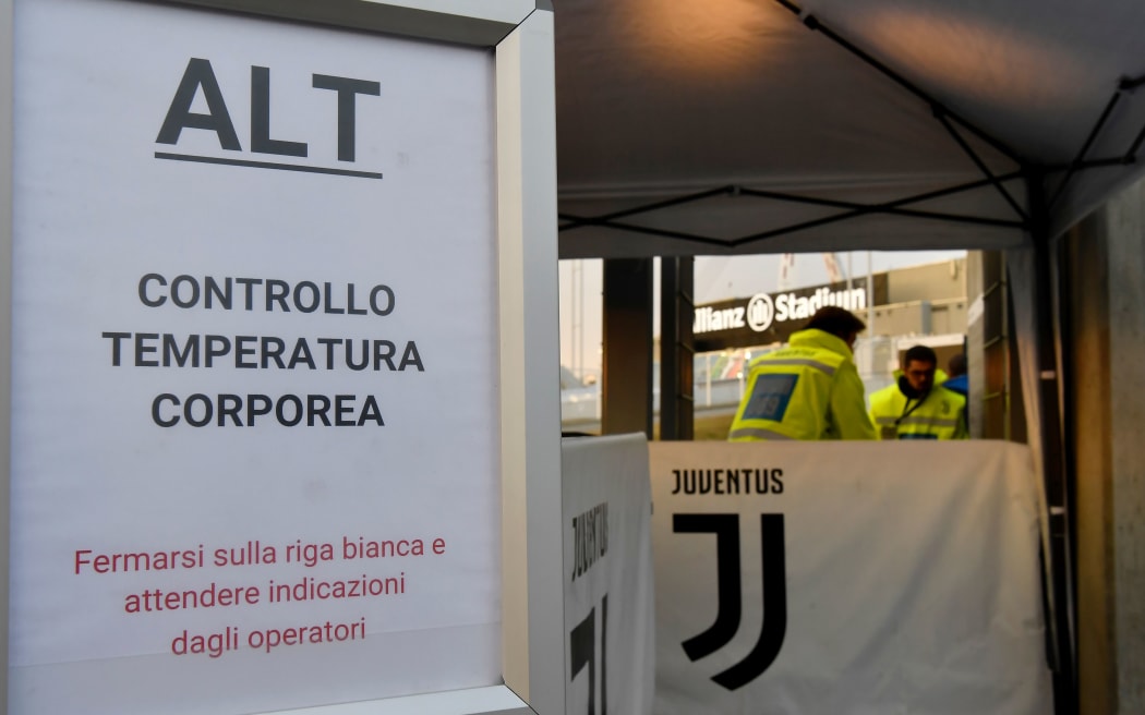 (Coronavirus) Security checks at Juventus Stadium before the match against Inter Milan.
