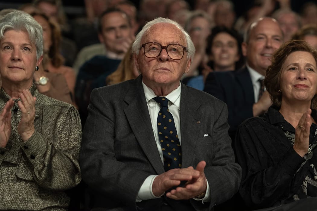 Still from the 2023 historical drama film One Life featuring Anthony Hopkins as Nicholas Winton.