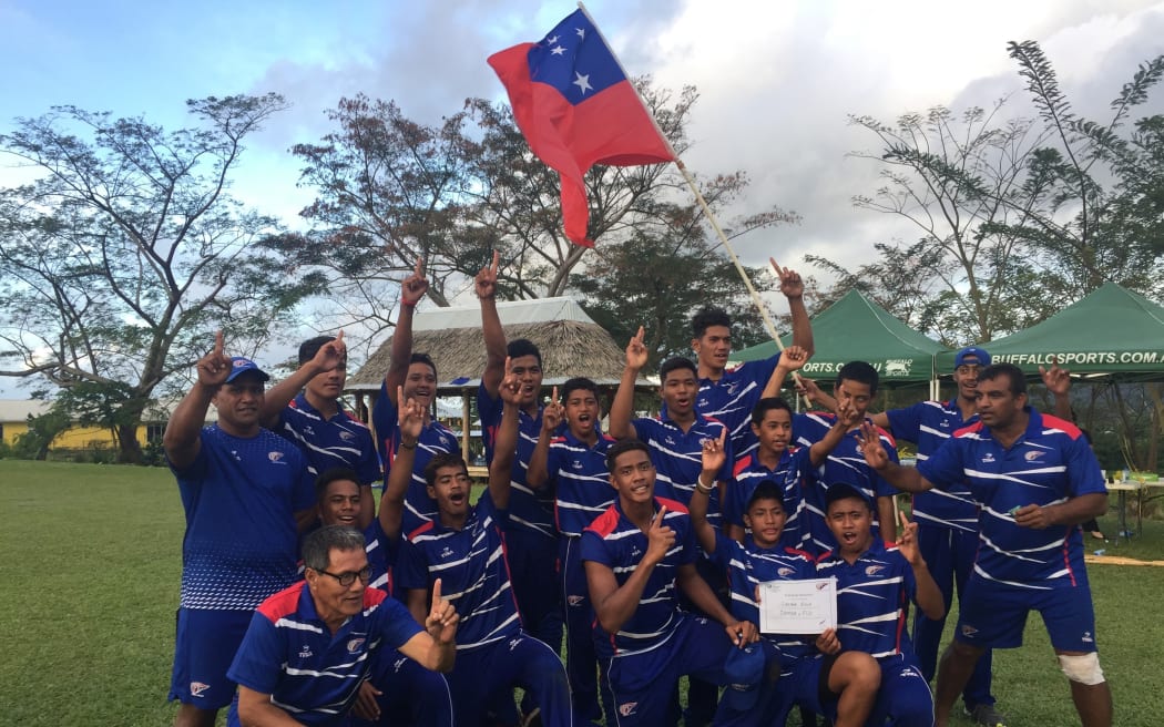 Samoa celebrate another win against Fiji.