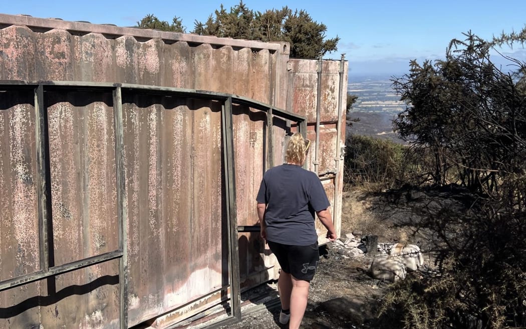 Anna Spark said she rushed to grab as many of her animals as she could and get out, but her container home was destroyed by the Port Hills fire.