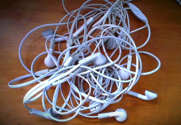 Ear buds tangled up.