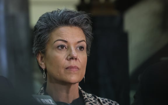 Paula Bennett listens to media questions during a press conference with Simon Bridges