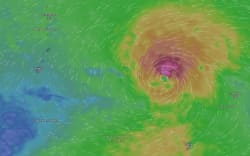 Windy.com screenshot of storm Bavi