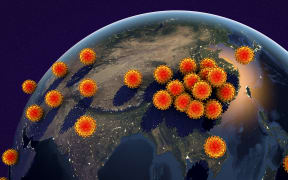 Global spread of a Novel Chinese Wuhan coronavirus 2019-nCoV, 3D illustration. Conceptual image. Elements of this image furnished by NASA