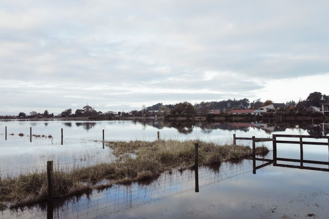 A flooded farm in mid Canterbury