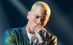 Eminem performing at the 2014 MTV movie awards in Los Angeles.