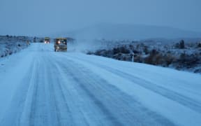 August 14 2014 Work is underway to clear snow from the Desert Road.