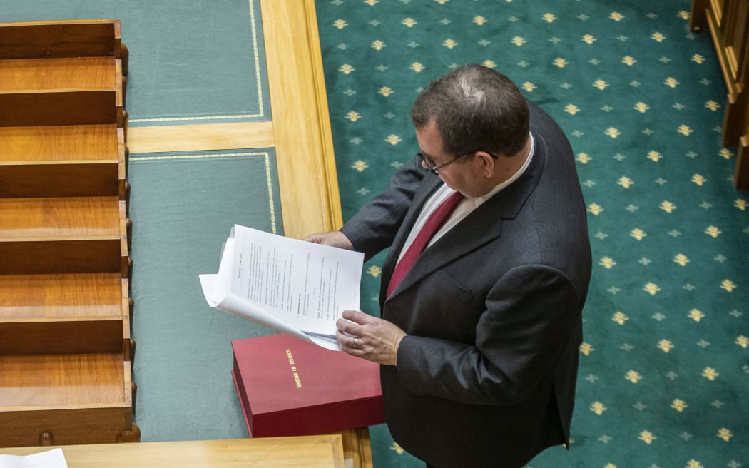 Grant Robertson tables Budget 2020 in Parliament.