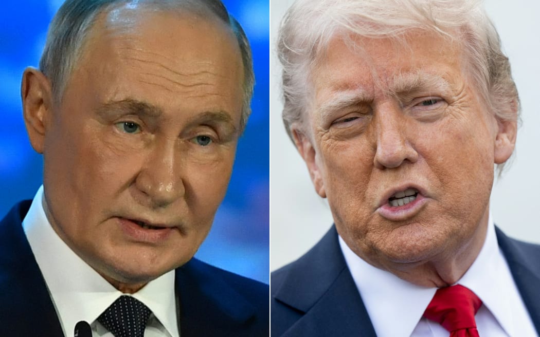 A composite image of Russian President Vladimir Putin and US President Donald Trump.