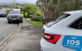 Police cordon off a residential address on Totara Road, where a homicide investigation is under. after the death of a woman in Miramar, Wellington, on 17 October, 2023.