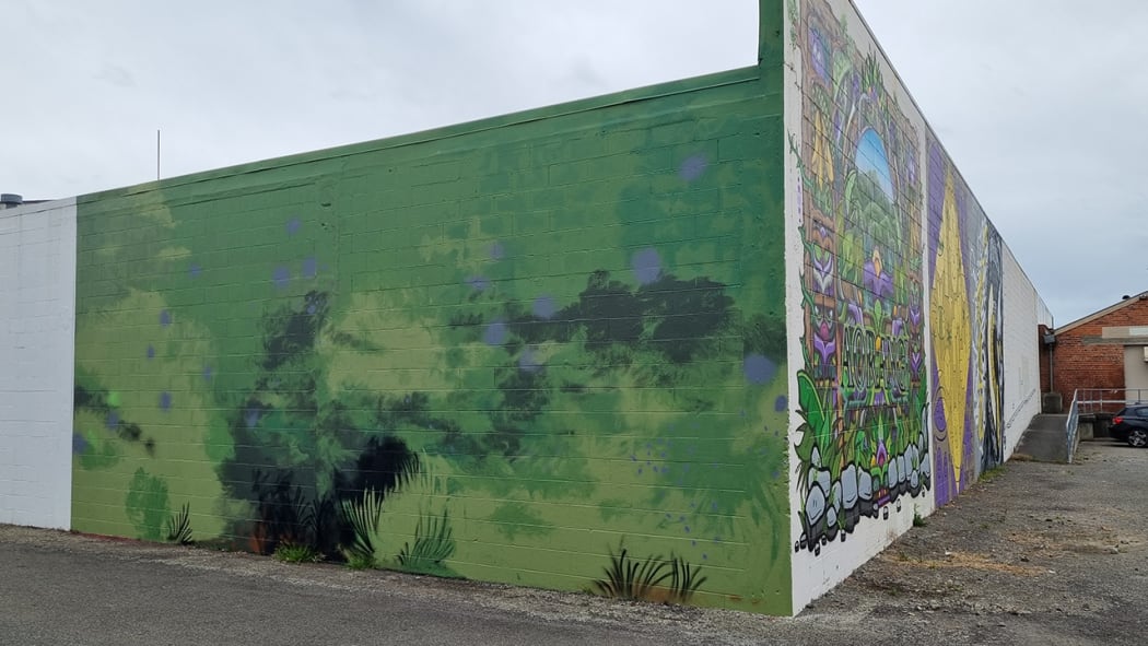The wall in Feilding was covered up after a copyright complaint about the Footrot Flats mural.