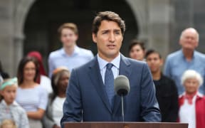 Canada's Prime Minister Justin Trudeau speaks during a news conference at Rideau Hall in Ottawa.