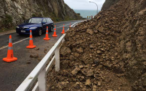 Heavy rain in Wellington caused a small slip at Breaker Bay.