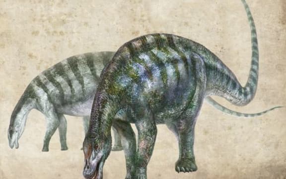 An artist's rendering of Lingwulong shenqi, a new species of dinosaur discovered in China.