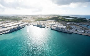 An aerial view of U.S. Naval Base Guam shows several Navy vessels moored in Apra Harbor, March 15. Some of the vessels are in Guam in support of Multi-Sail 2018 and Pacific Partnership 2018. This year also marks the 75th anniversary of the establishment of U.S. 7th Fleet. (U.S. Navy Combat Camera photo by Mass Communication Specialist 1st Class Stacy D. Laseter)