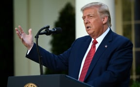 US President Donald Trump delivers a press conference in the Rose Garden of the White House in Washington, DC, on July 14, 2020.
