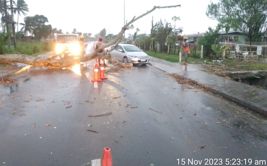 Fiji National Disaster Management Office said reports of fallen power lines and fallen trees presently obstructing accessibility in parts of the country. Authorities are pleading with the public to stay indoors and refrain from unnecessary roaming to enable authorities to clear debris & complete the necessary works required for public safety. 15 November 2023
