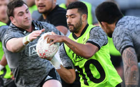 Richie Mo'unga. All Blacks training session at Eden Park.