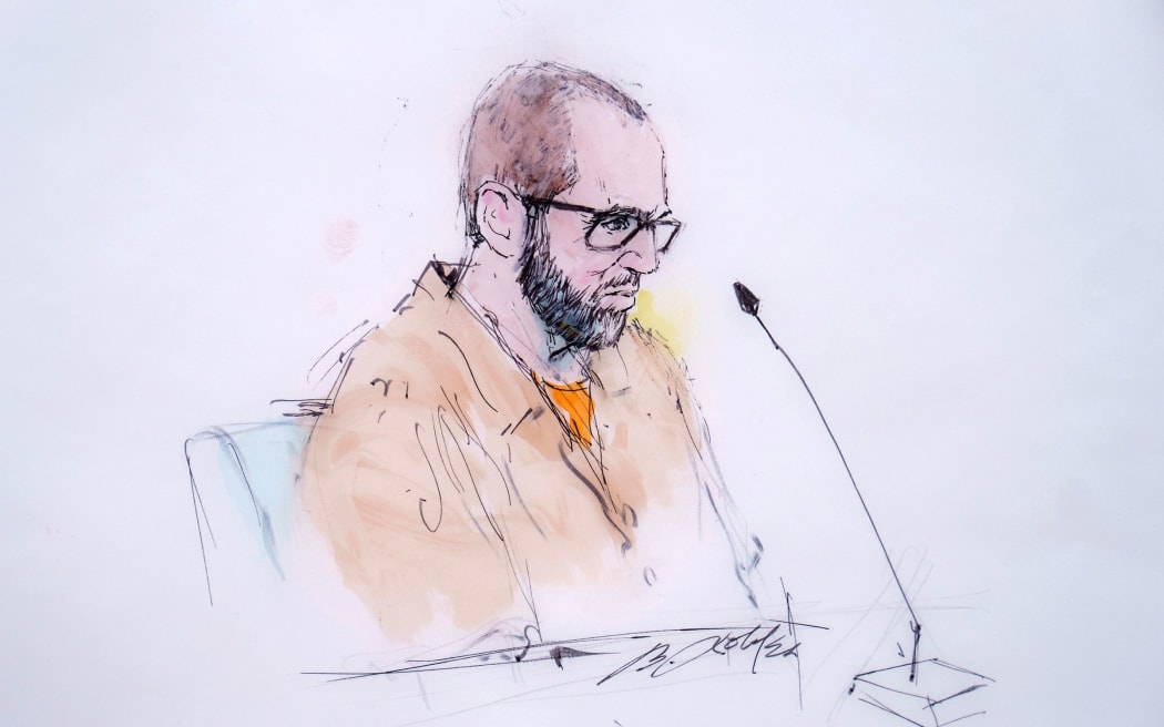 In this courtroom sketch, Defendant Alexander Smirnov speaks in Federal court in Los Angeles on February 26.