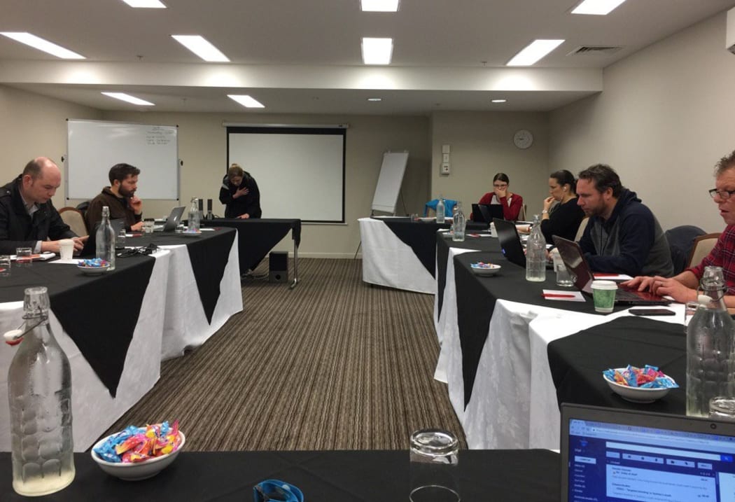 Keith Lynch ended up covering the quake news from a hotel meeting room . . . not for the first time.