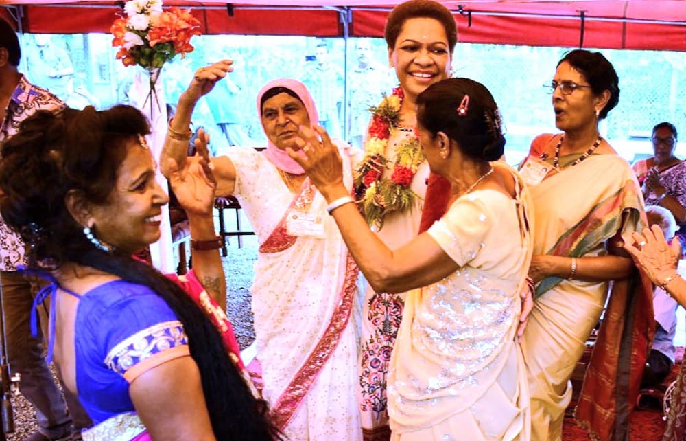Fijian Minister for Women Mereseini Vuniwaqa celebrates Diwali with senior citizens in Ba town in 2019.