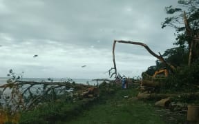 Landslide following tropical cyclone Amos