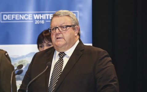 08062016 Photo: RNZ/Rebekah Parsons-King. Defence White Paper Launch at Parliment in Wellington. Defence White Paper, Defence Minister Gerry Brownlee presents the paper.
