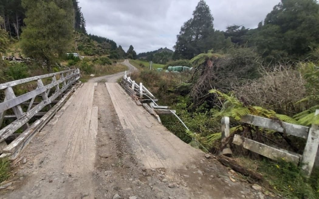 Puniwhakau Road Bridge damage in February 2022