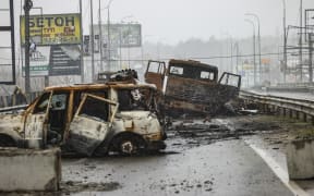 A photo shows destruction from conflict areas in Bucha, Ukraine, on 3 April, 2022.