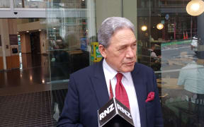 Winston Peters outside Treasury