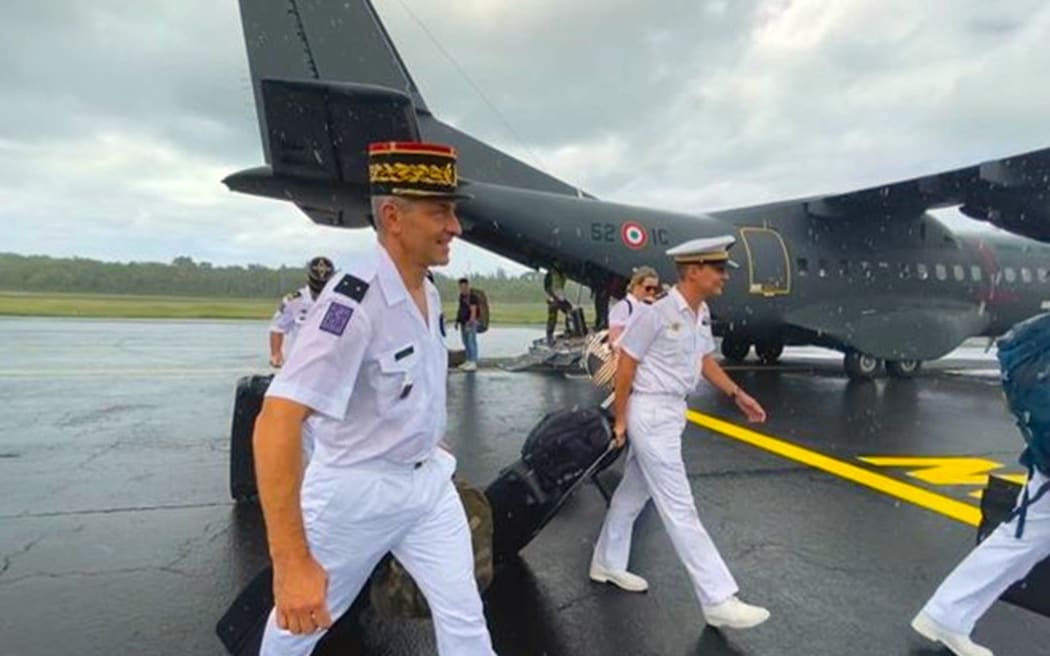 French armed forces commander for New Caledonia General Yann Latil’s CASA plane on Wallis Matautu airport.